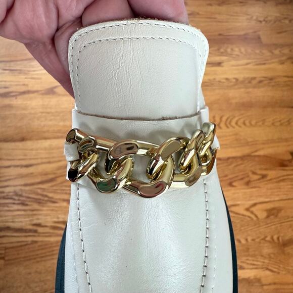 NWOT Anthropologie Ivory Lug Sole Platform Gold Chain Loafer Sz 7 MSRP $160 - Picture 7 of 10